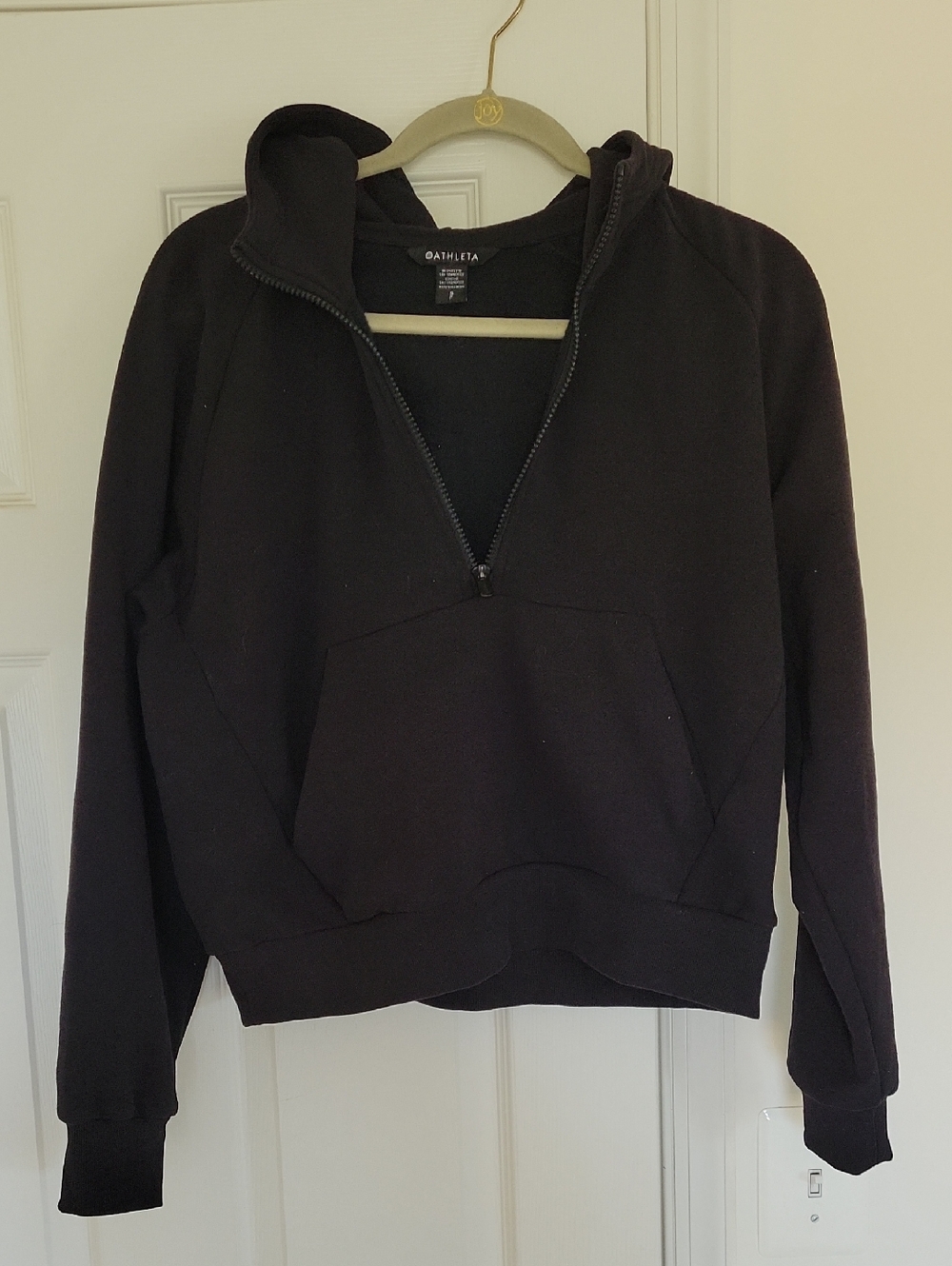 Athleta Black Quarter-Zip Hooded Pullover